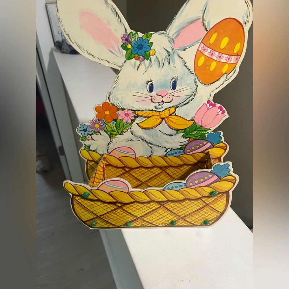 Vintage Cardboard Standing Easter Bunny Rabbit